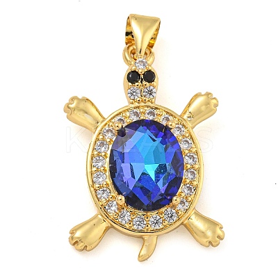 Tortoise Rack Plating Brass Micro Pave Cubic Zirconia Charms KK-G513-78A-01G-1