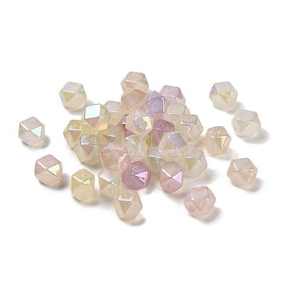 Polygon UV Plating Luminous Rainbow Iridescent Acrylic Beads LACR-R001-04A-1