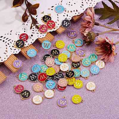 120Pcs 12 Colors Golden Plated Alloy Charms ENAM-SZ0001-64W-1