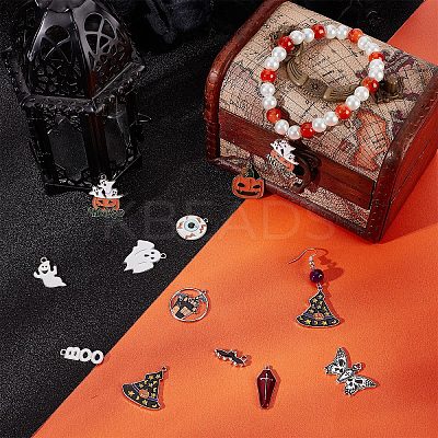 24Pcs 12 Styles Halloween Alloy Enamel Pendant ENAM-SC0003-38-1