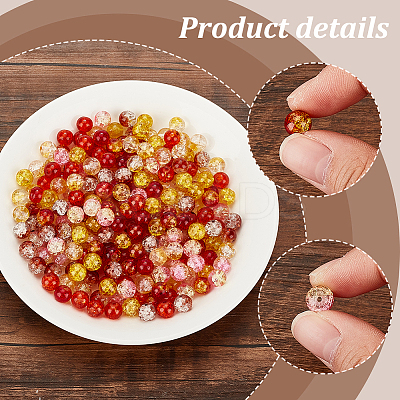 240Pcs 6 Colors Transparent Spray Painted Crackle Glass Beads Strands GLAA-PH0003-13-1