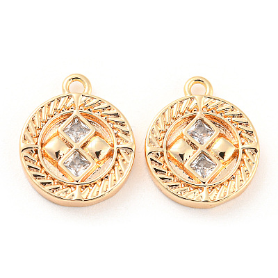 Brass Micro Pave Cubic Zirconia Charms KK-E090-31G-1