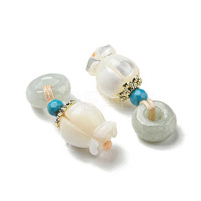 Natural Jade Donut Pendants SSHEL-R050-03G-1