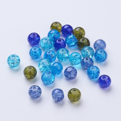 Baking Paint Crackle Glass Beads DGLA-X0006-8mm-01-1