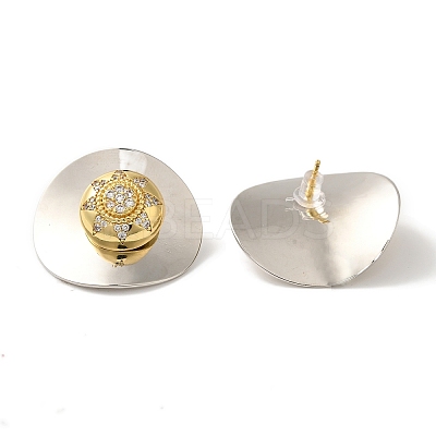 Rack Plating Brass Micro Pave Clear Cubic Zirconia Stud Earrings EJEW-B062-02GP-02-1