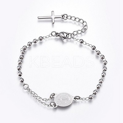 Tarnish Resistant 201 Stainless Steel Charm Bracelets BJEW-P258-15P-1