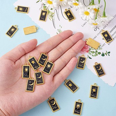 24Pcs 3 Style Rack Plating Golden Alloy Enamel Pendants ENAM-SZ0003-04-1