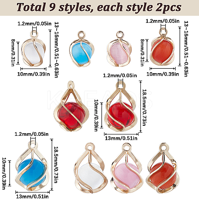 18Pcs 9 Styles Resin Imitation Cat Eye Pendants KK-SC0003-76-1