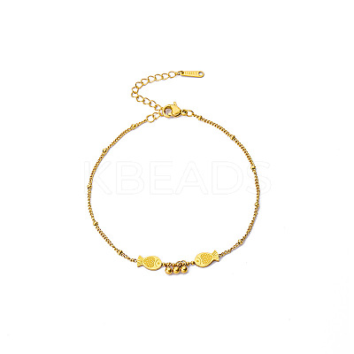 Double Fish 304 Stainless Steel Link Anklets for Women FS-WG2E8EF-01-1