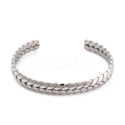 Non-Tarnish Unique Woven Wheat Cuff Bangle for Jewelry Gift STAS-B022-06P-1