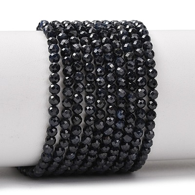 Natural Black Sapphire Beads Strands G-P625-3mm-01-1
