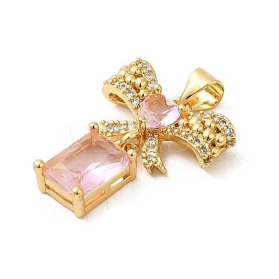 Rack Plating Brass Micro Pave Cubic Zirconia Pendants KK-P241-19G-05-1