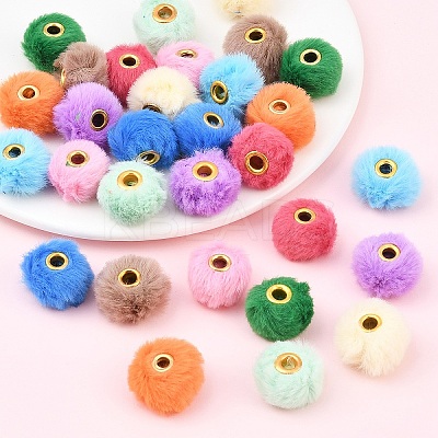 30Pcs 10 Colors Imitation Rabbit Hair European Beads FIND-YW0010-16-1