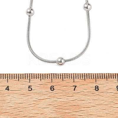 304 Stainless Steel Ball Round Snake Chain Necklaces NJEW-B131-02P-1