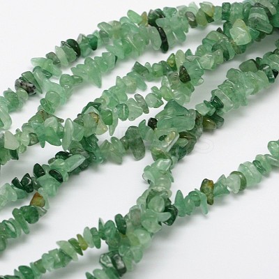 Chips Natural Green Aventurine Beads Strands X-G-N0164-31-1