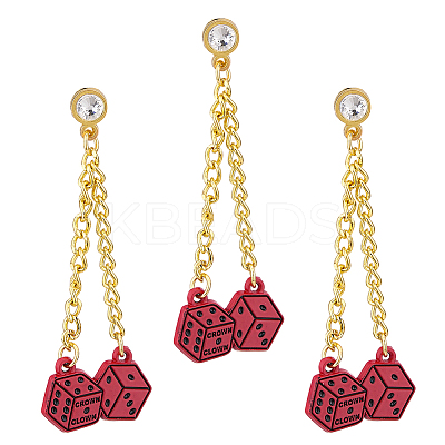 3Pcs Alloy Micro Pave Clear Cubic Zirconia Pin JEWB-FH0003-25A-1