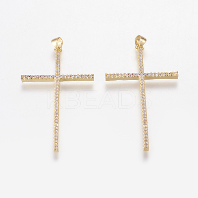 Brass Micro Pave Cubic Zirconia Big Pendants ZIRC-L067-16-G-NR-1