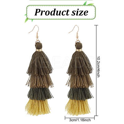 10 Pairs 10 Colors Multi-layer Cotton Tassel Dangle Earrings EJEW-AN0001-67-1