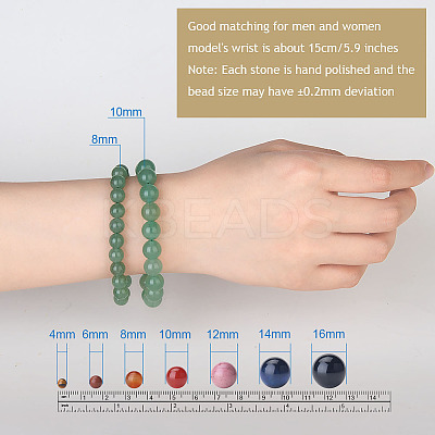 Natural Green Aventurine Round Beads Stretch Bracelets BJEW-PH0001-8mm-24-1