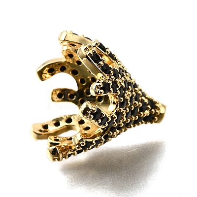 Brass Micro Pave Black Cubic Zirconia Beads KK-V011-26G-1