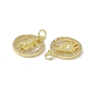 Real 18K Gold Plated Brass Micro Pave Clear Cubic Zirconia Pendants KK-E068-VB409-6-1