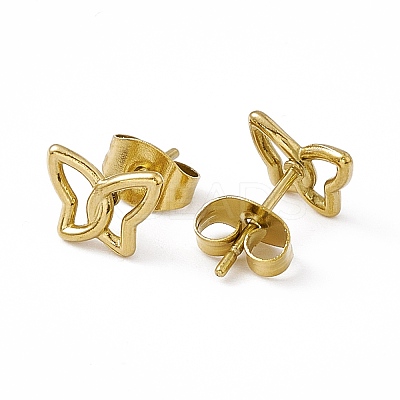 PVD Vacuum Plating 304 Stainless Steel Tiny Hollow Out Butterfly Stud Earrings for Women EJEW-P212-09G-1