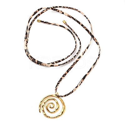 304 Stainless Steel Spiral Pendant Leopard Print Imitation Leather Cord Wrap Necklaces for Women NJEW-K289-02G-1