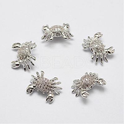 Brass Micro Pave Grade AAA Cubic Zirconia Beads ZIRC-P026-06P-NR-1