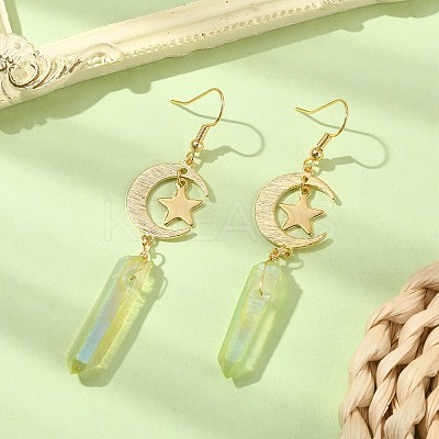 Electroplated Natural Quartz Crystal Dangle Earrings EJEW-TA00256-1