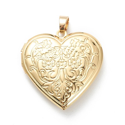 Brass Locket Pendants KK-P199-20G-1