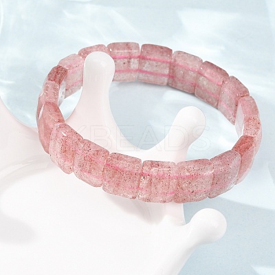 Synthetic Strawberry Quartz Beaded Stretch Bracelets for Unisex G-K303-02K-1