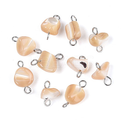 Natural Shell Nuggets Connector Charms STAS-D378-22P-1