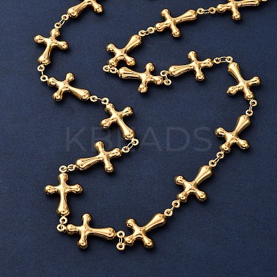 304 Stainless Steel Cross Link Chain Necklaces for Women NJEW-G178-03G-01-1
