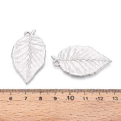 304 Stainless Steel Leaf Pendants STAS-T067-37P-1