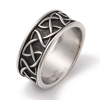 Vintage Viking 304 Stainless Steel Knot Finger Rings RJEW-U005-04AS-1