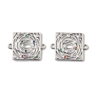 Brass Micro Pave Colorful Cubic Zirconia Hollow Connector Charms KK-K351-58B-P-1