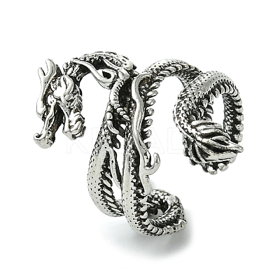 Dragon Alloy Wrap Open Cuff Rings RJEW-K275-21AS-1