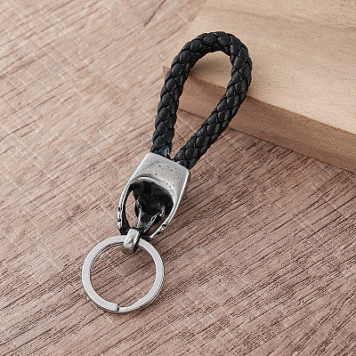 Viking Braided Skull PU Leather Keychains HZ0628-1