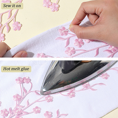 Polyester Flower Embroider Thread Iron on/Sew On Patches PATC-WH20017-19J-1