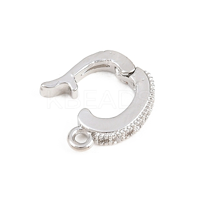 Brass Micro Pave Clear Cubic Zirconia Fold Over Clasps KK-H268-08P-1