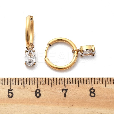 Ion Plating(IP) 304 Stainless Steel Micro Pave Cubic Zirconia Hoop Earrings STAS-R004-07G-02-1