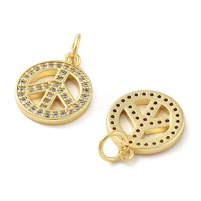 Brass Micro Pave Cubic Zirconia Charms KK-C092-04G-1
