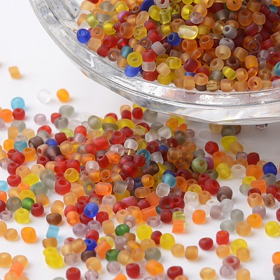 12/0 Transparent Colors Frosted Round Glass Seed Beads SEED-K003-2mm-M03-1