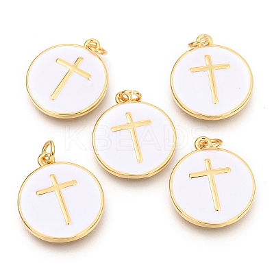 Brass Enamel Pendants X-KK-B027-02G-B-1