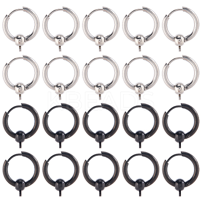 24Pcs 2 Colors  304 Stainless Steel Hoop Earring Findings FIND-SC0017-16C-1