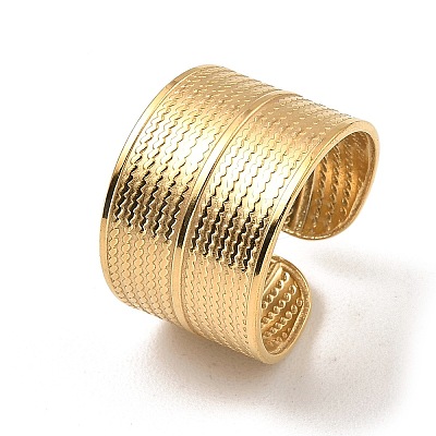 304 Stainless Steel Open Cuff Rings RJEW-Z018-35G-1