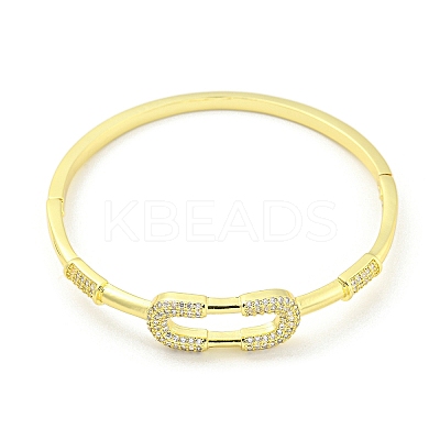 Rectangle Brass Micro Pave Clear Cubic Zirconia Hinged Bangles for Women BJEW-Z062-05B-1
