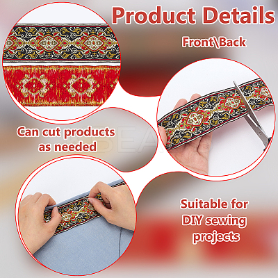 Ethnic Style Embroidery Polyester Ribbons OCOR-WH0070-04D-1