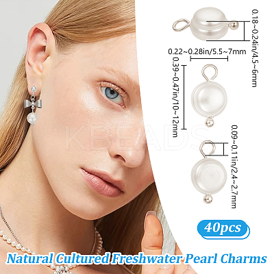 40Pcs Natural Cultured Freshwater Pearl Oval Charms PALLOY-BBC0001-04-1
