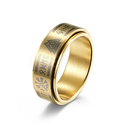 Viking Word 304 Stainless Steel Rotatable Finger Rings for Men FS-WGA52A7-13-1